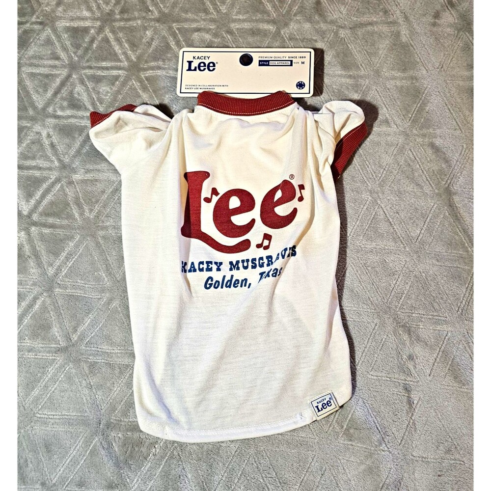 Lee Kacey Lee Cotton Stretch Dog T-Shirt M White/Brown/Blue Kacey Musgraves